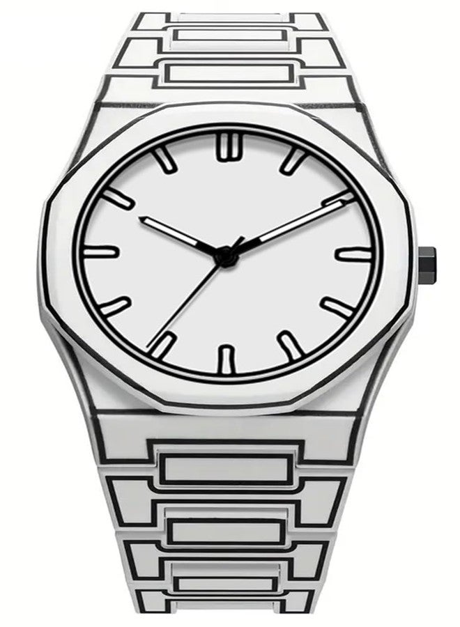 FANMIS Men's Anime-Inspired Watch Fashion Sketch Wristwatch Minimalist Creative Wormhole Design Stylish and Durable Timepiece for Men's Sports Watch (B White) - Image 1